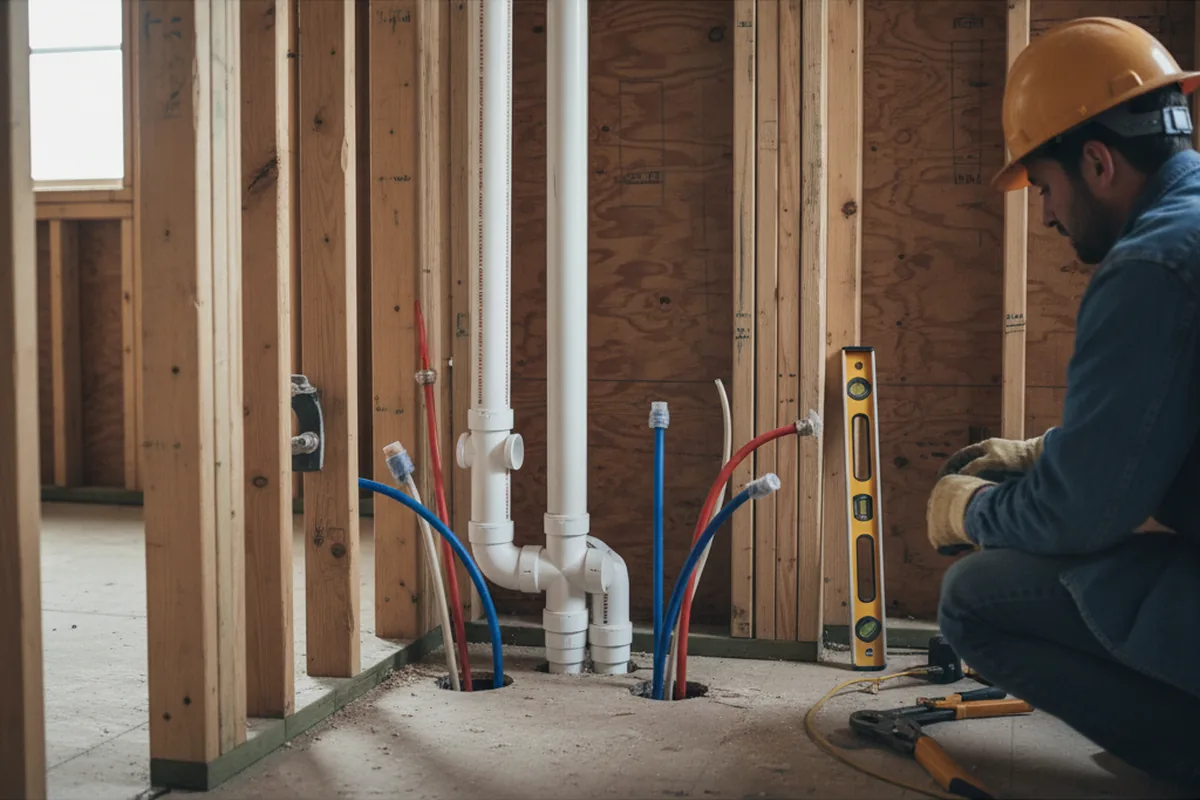 Drain and supply rough-in during Leak Detection in Travelers Rest