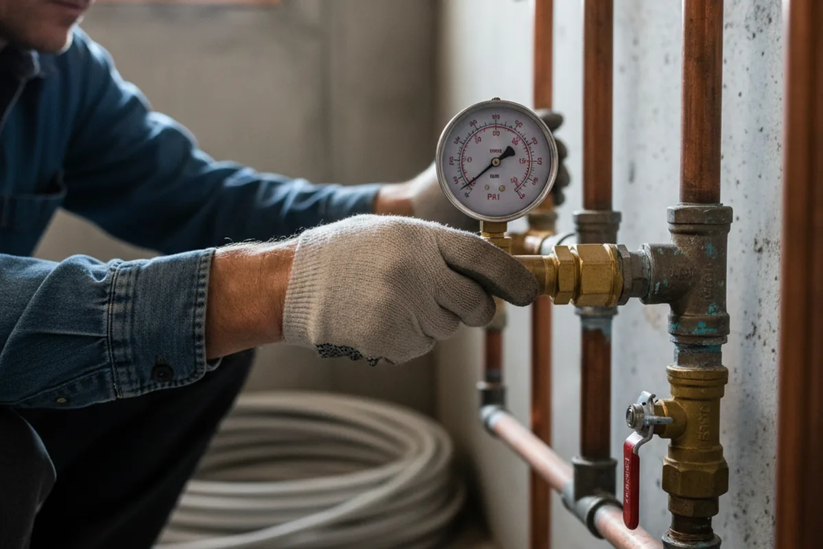 Pressure testing a repaired line during Water Line Repair in Travelers Rest